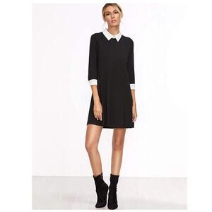 Womens Black Dress Size XS Long Sleeve Collared Stretch Pullover